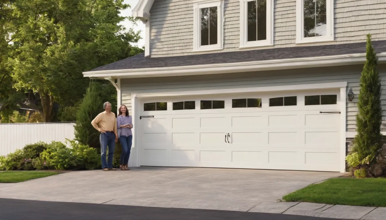 A homeowner and a garage door provider looking over a garage door at a house in Glen Carbon